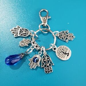 Hamsa And Tree Of Life Keychain and Bag Charm